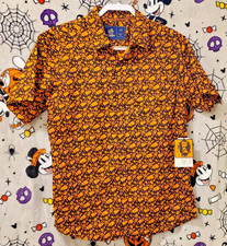 NWT Rugby University Halloween Skull Ghost Button Down Shirt L David S. Pumpkins