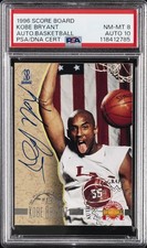 1996 SCORE BOARD AUTOGRAPHED BASKETBALL KOBE BRYANT PSA 8 AUTO 10