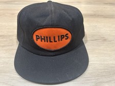 VINTAGE PHILLIPS 66 PATCH TRUCKER HAT BLACK CAP MADE IN USA K PRODUCTS K BRAND