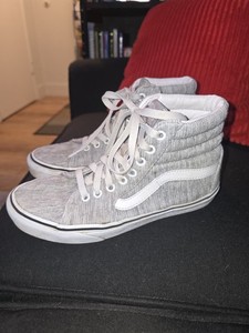 Vans Gray High TTop Canvas Sneakers with White Side Stripe Mens Size 5.5