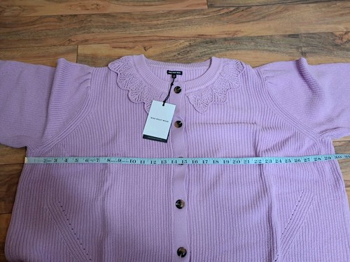 Who What Wear Womens Crochet Button Up Cardigan Plus Size 4X Lilac Purple NWT - Picture 7 of 9