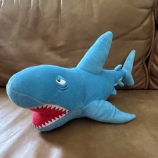 SeaWorld Blue Shark Plush Stuffed Animal Medium Red Mouth White Accent