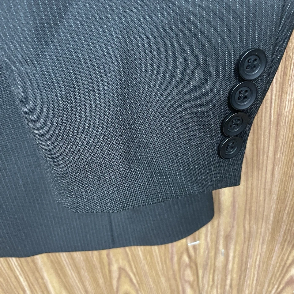 Traje Enterprise 2 Piezas Hombre 44R 36x30 Negro Rayas Poliéster Tres Botones Foto 4 de 4