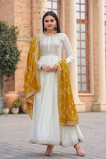 ATTRACTIVE PURE CHINNON SILK LONG GOWN WITH HEAVY DUPATTA FOR WEDDING