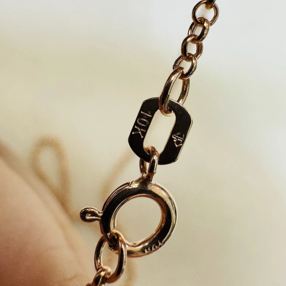 "Collar de cadena Rolo de oro rosa sólido de 10 quilates de 16"" de 1,2 mm" Foto 3 de 4