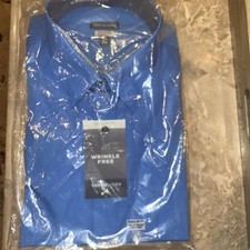 Van Heusen Men's Fitted Wrinkle Free Button-Up Long Sleeve Shirt 17.5 32/33 XL