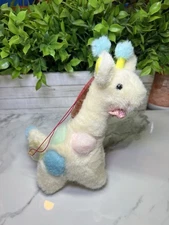 Vintage Giraffe Plush Spots Bowtie Gingham Yellow 8" Pom Poms ossicones Suction