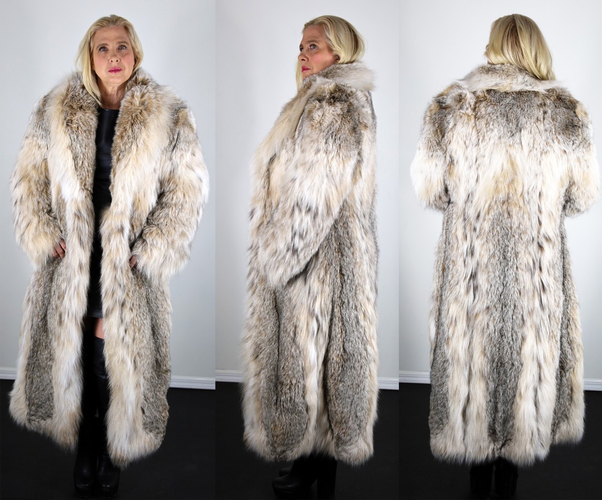 Brand New North American Lynx Fur Coat Size Medium 6 8 M Made in