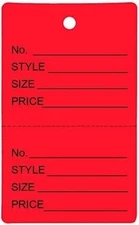 500 Qty Unstrung Colored Price/Receipt Tags w/Easy-Tear Stub