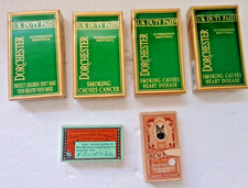 6 empty vintage cigarette packs  Woodbine - Carreras Black Cat and Dorchester.
