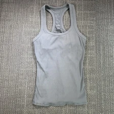 Alo Yoga Ribbed Racerback Tank Top Small Gray Built in Bra Shelf Medium Support