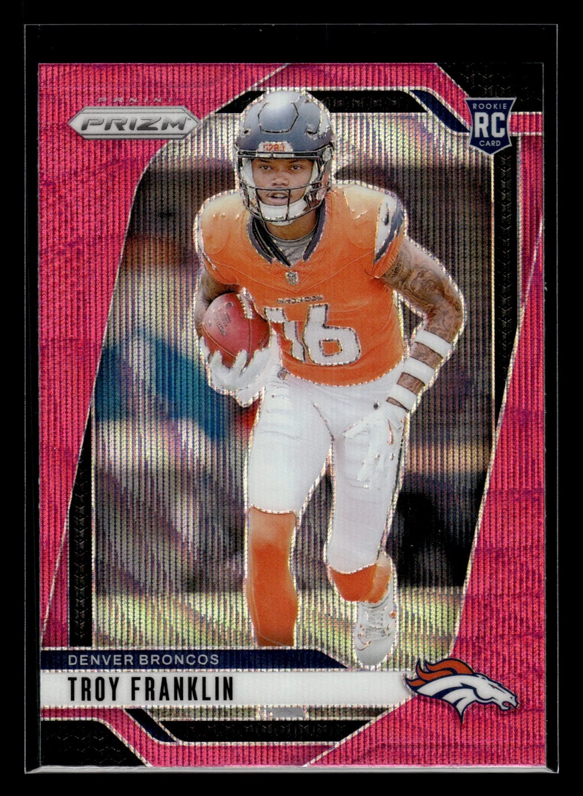 Troy Franklin 2024 Panini Prizm #393 Rookie Denver Broncos Pink Wave RC