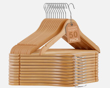 Premium Wooden Hangers 50 Pack Non-Slip Coat Clothes Hangers w/360  Swivel Hook