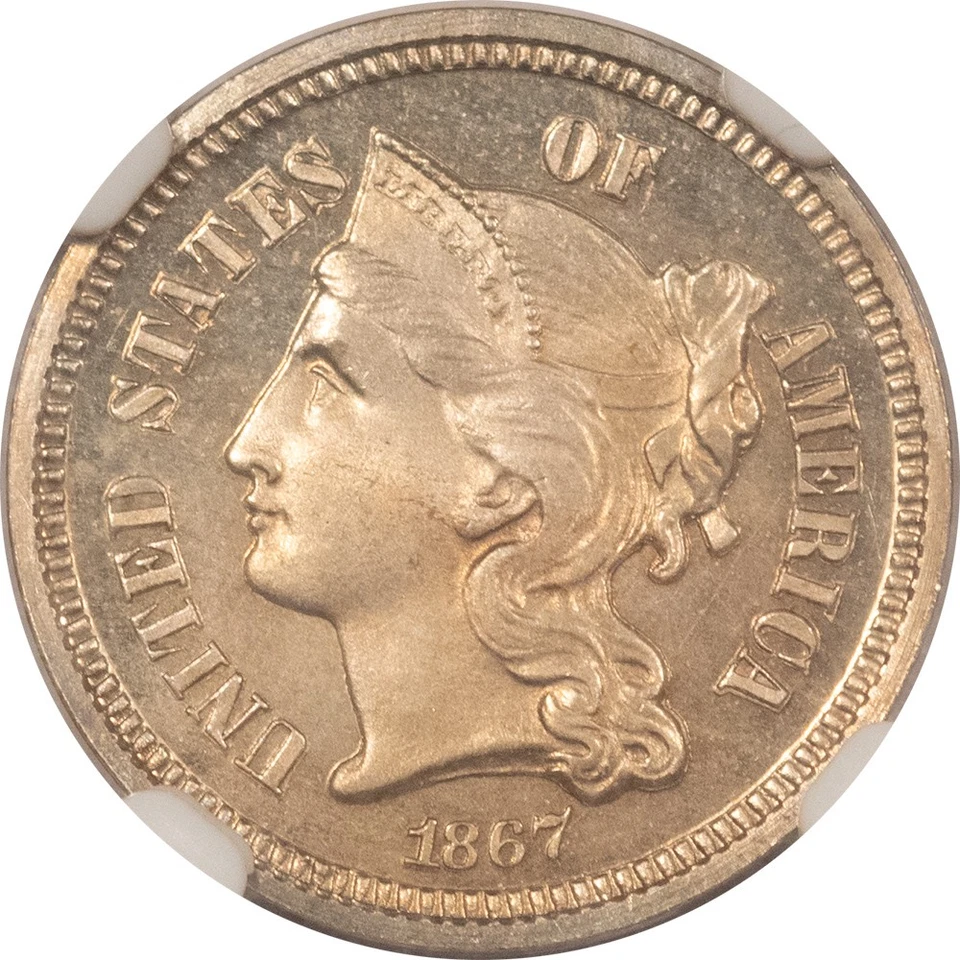 1867 PROOF THREE CENT NICKEL - NGC PF-64, PREMIUM QUALITY! - Image 2 of 3