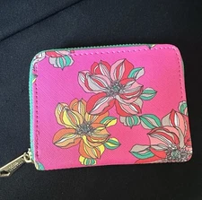 Tina Turk Zip Around Small Wallet Pink/ Fuchsia /Floral
