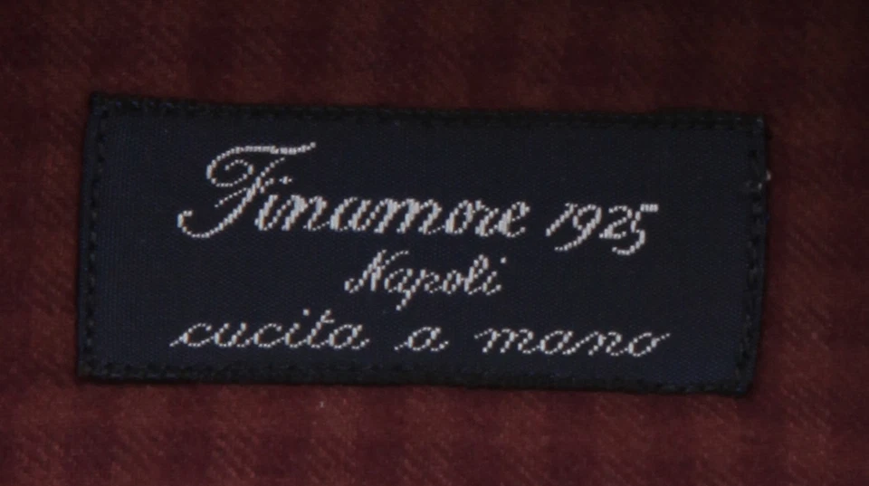 Camisa de algodón rojo borgoña Finamore Napoli $450 - delgada - (FN828248) Foto 4 de 4