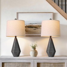 PoKat 23.5'' Farmhouse Table Lamps Set of 2, Rustic Medium, Deep Grey