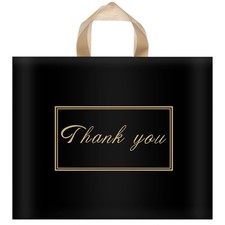 60 Pack Thank You Shopping Bags Boutique 15x12 Inch Plastic Gift with Handle