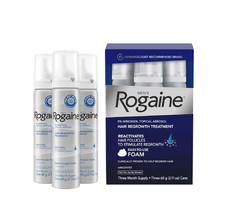 Men's Rogaine 5 Minoxidil Topical Foam Unscented 3 Mo Supply 3x 2.11 Oz