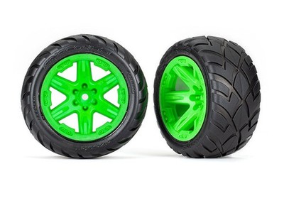 Traxxas 1/10 Rustler 4x4 VXL * 2.8'' 2WD Front Anaconda Tires on RXT Wheels, Gree