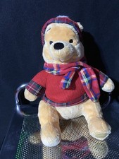 Winnie The Pooh Winter Plush Disney Store Plaid Scarf Stuffed Animal