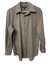 axist mens dress shirt 16 gray pinstriped slim fit