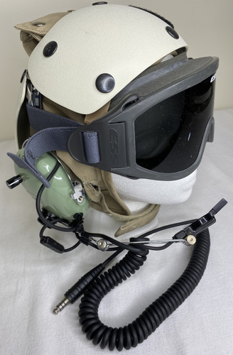 Aviation Set David Clark Co H10-76 w/On Deck Helmet Sz 7.5 & Goggles - 第 1/8 張圖片