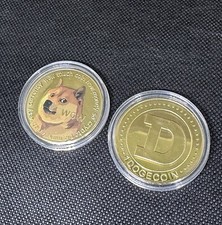 1 Gold Dogecoin Coin Commemorative 2025 Collection Plated With Protector Case