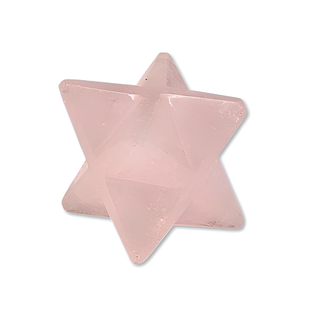 Rose Quartz Merkaba Gemstone Crystal Star Energy Divine Light Carved Merkaba