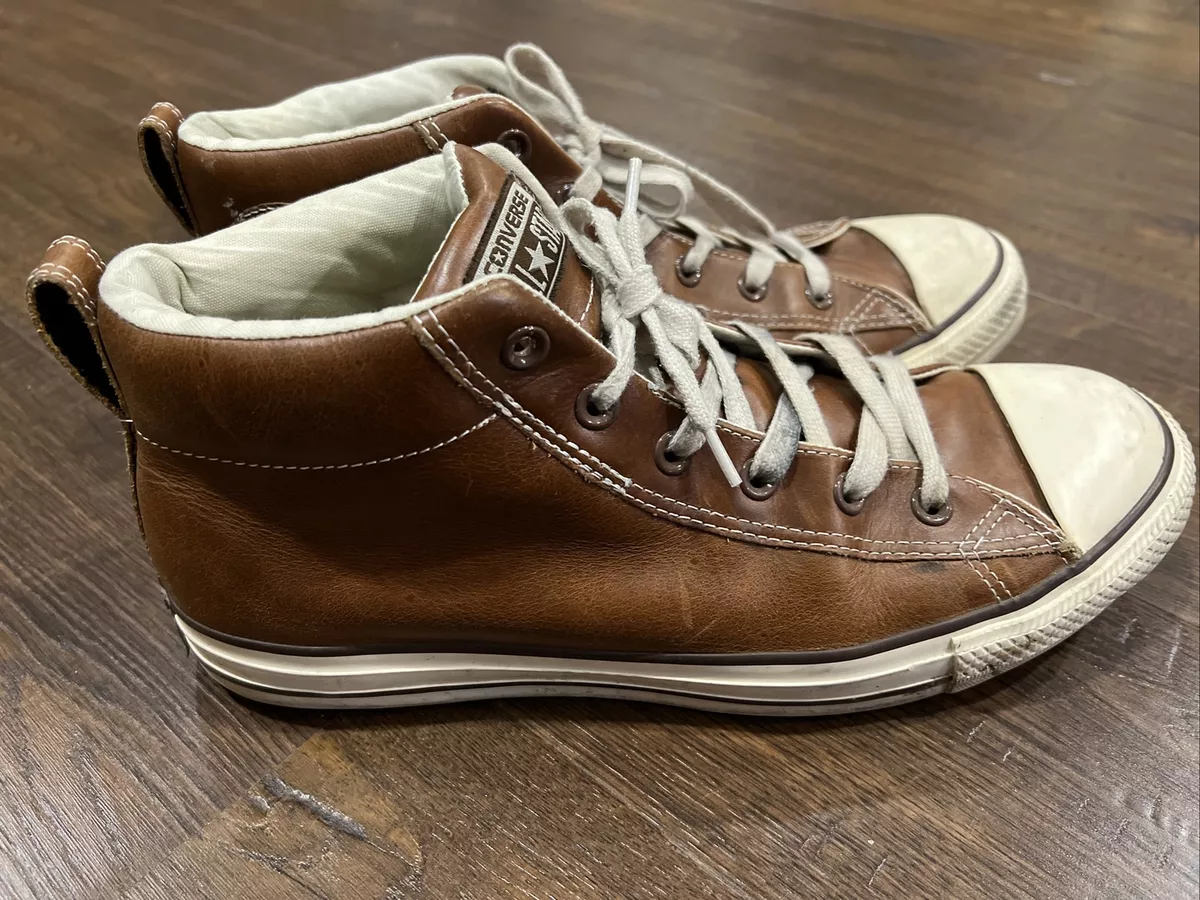Leather mid top converse sale