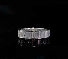 3.5Ct Emerald Cut Lab-Created Diamond Eternity Ring 14K White Gold Plated Silver