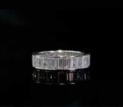 3.5Ct Emerald Cut Lab-Created Diamond Eternity Ring 14K White Gold Plated Silver