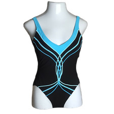 Gottex Classy One Piece Swimsuit  Brown  Blues  Sz 8