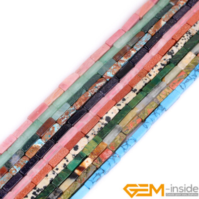 4x13mm Natural Assorted Gemstones Tube Cuboid Loose Beads for Jewelry Making 15''
