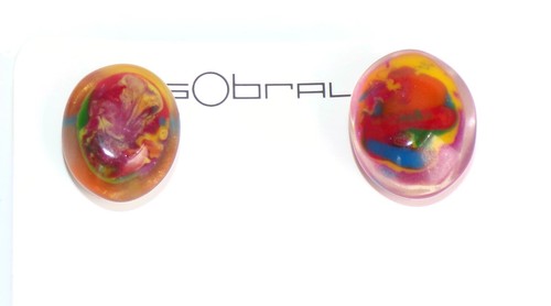 Sobral Nuage Nebula Multi Color Post Artist Made Earrings - Picture 2 of 3