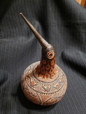 Hand Etched Folk Art, Bird Gourd Handpainted VGC