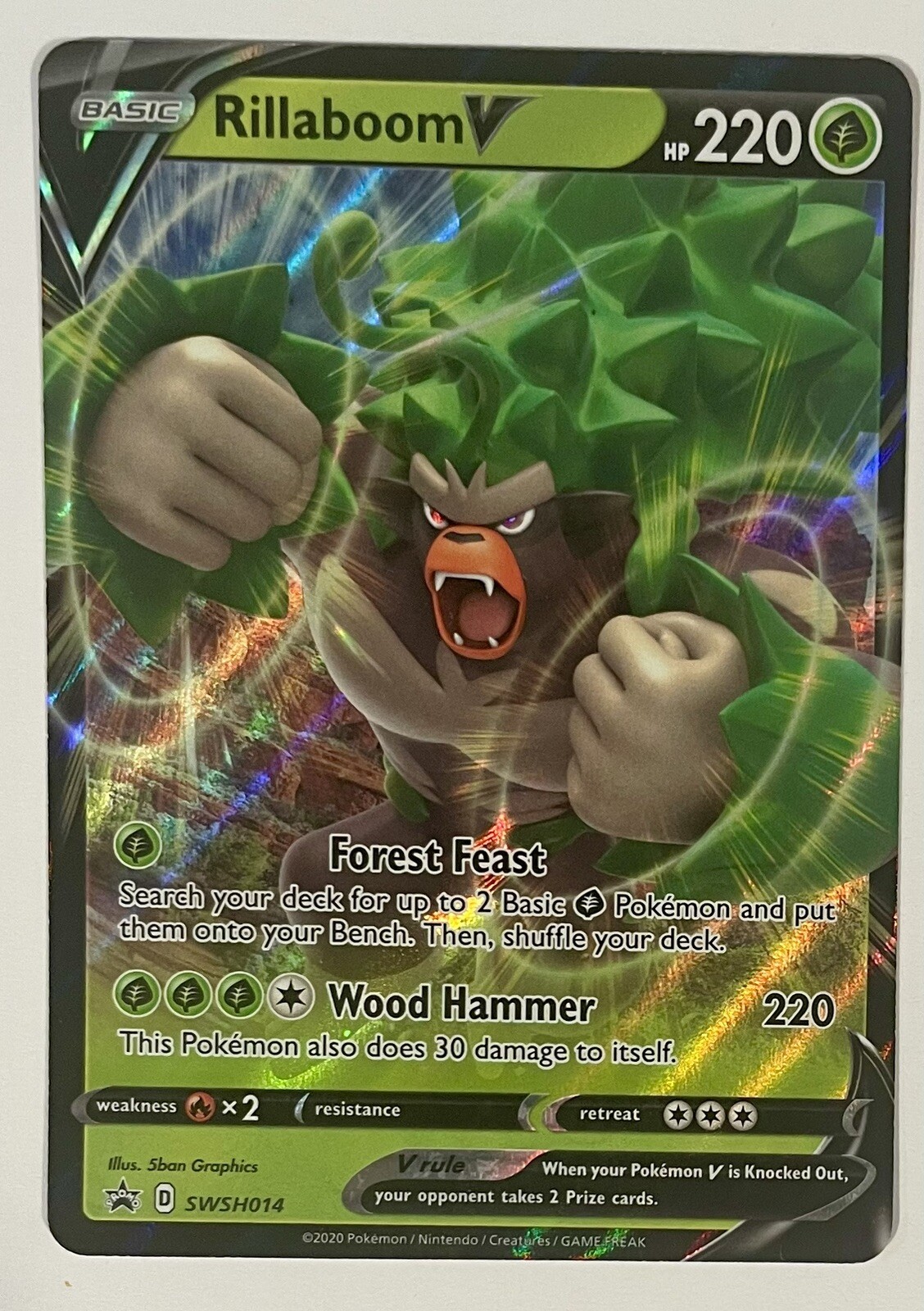 Rillaboom V SWSH014 - SWSH: Black Star Promo - Pokémon TCG Near Mint Condition