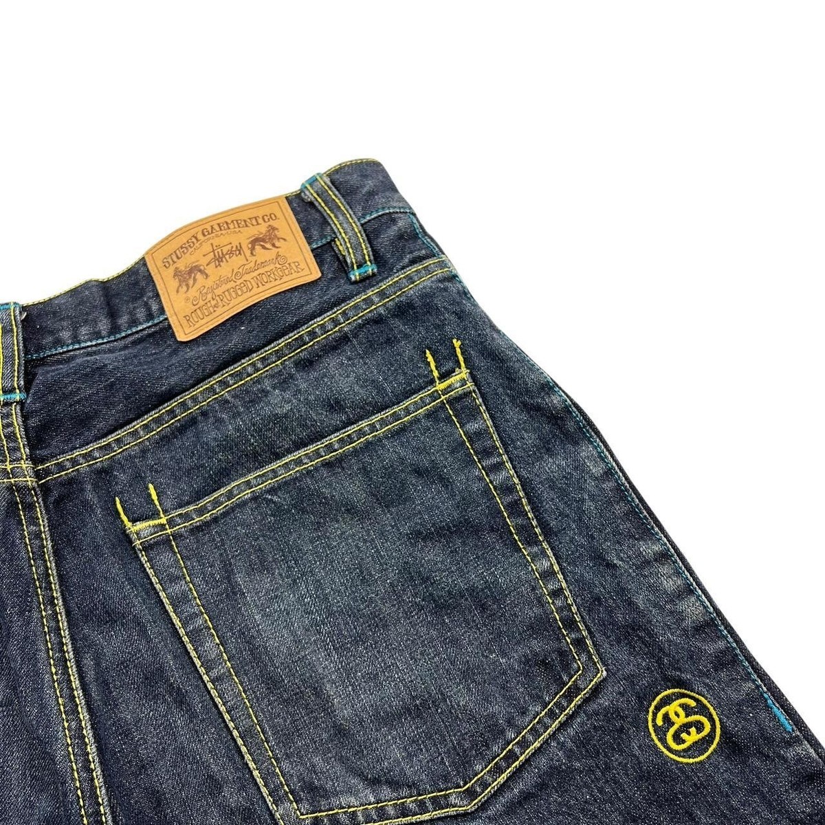 Vintage 2000s Stussy Embroidered Denim Shorts / Jorts - Waist: 32