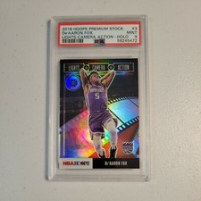 2019 DE'AARON FOX PANINI HOOPS PREMIUM STOCK LIGHTS CAMERA ACTION HOLO #3 PSA 9