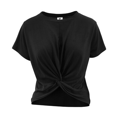 AJC Damen Cropped T-Shirt Schwarz Frontknoten Kurzarm 36/38 GR2000-36/38