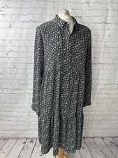 Jacqueline De Yong Dress Women’s Size 10 Navy Floral Long Sleeve Collared