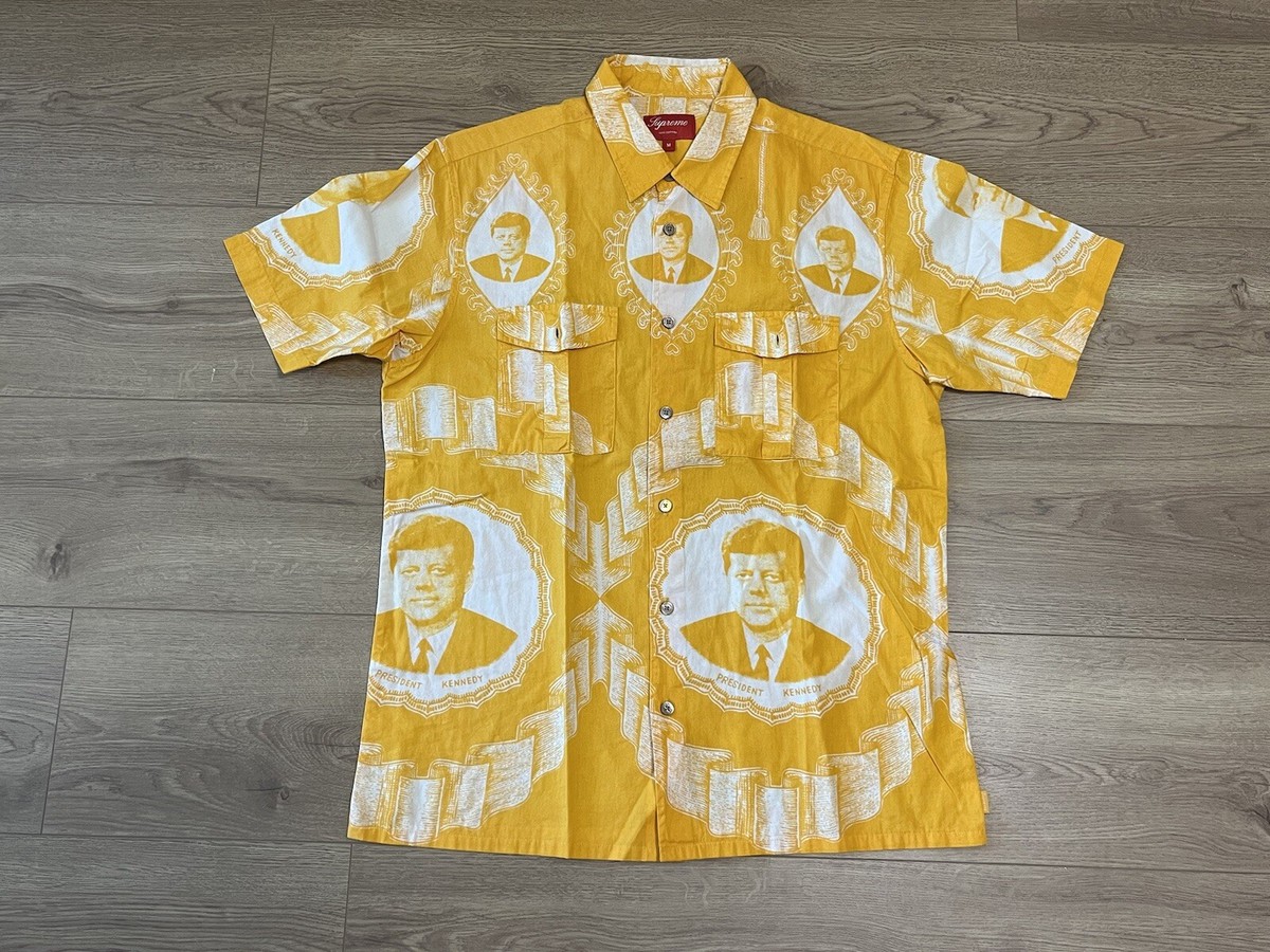 Supreme Kennedy Shirt SS13 Size Medium Yellow Men's Short Sleeve