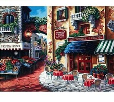 Paint By Numbers Adults kids Coffee Shop Town DIY Painting Kit 40x50CM Canvas