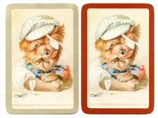 dog terrier vintage swap cards playing card pair