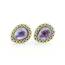 Pear Gemstone Amethyst 925 Silver Gold Plated Sapphire Cufflinks Men's Jewelry