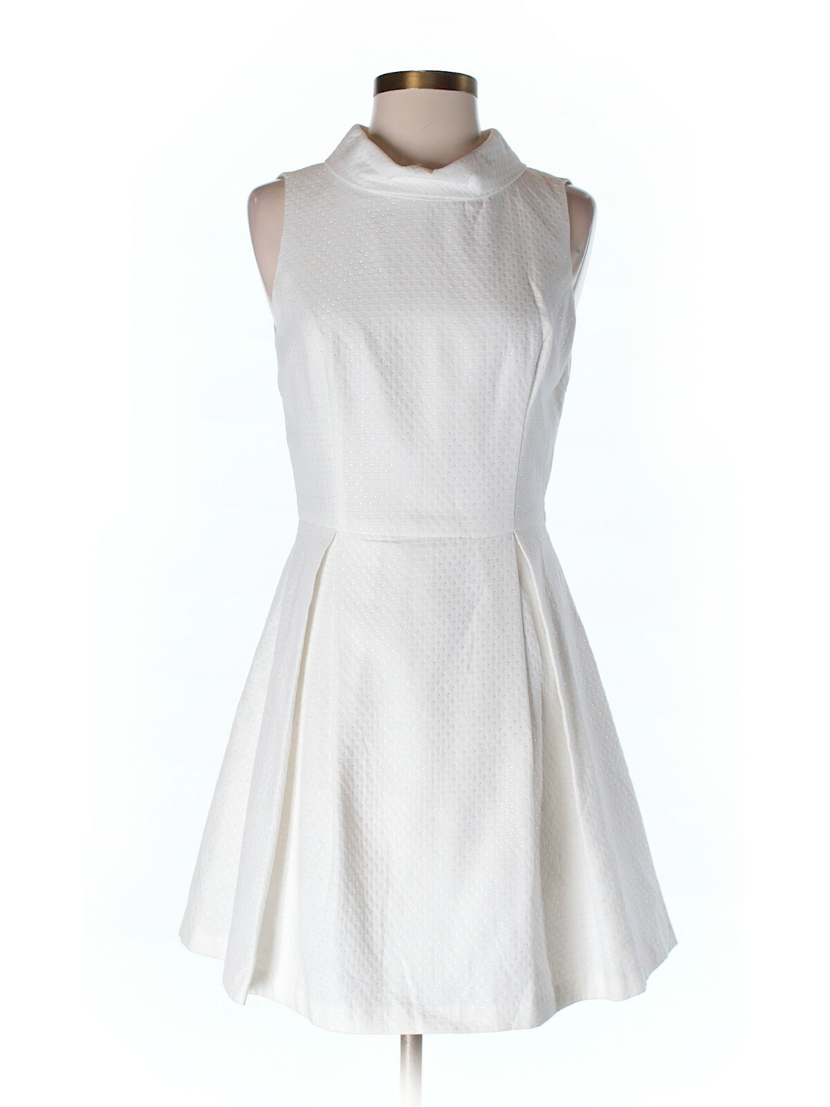 Women White Love 21 Sleeveless Fit & Flare Roll Neck Vintage Feel Dress Size S