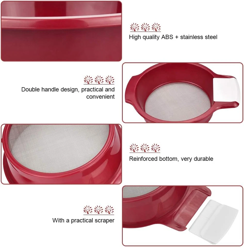 Setaccio per Farina Setaccio Acciaio Inox Maglia 0.5Mm Setaccio Da Cucina Con Un - Immagine 3 di 4