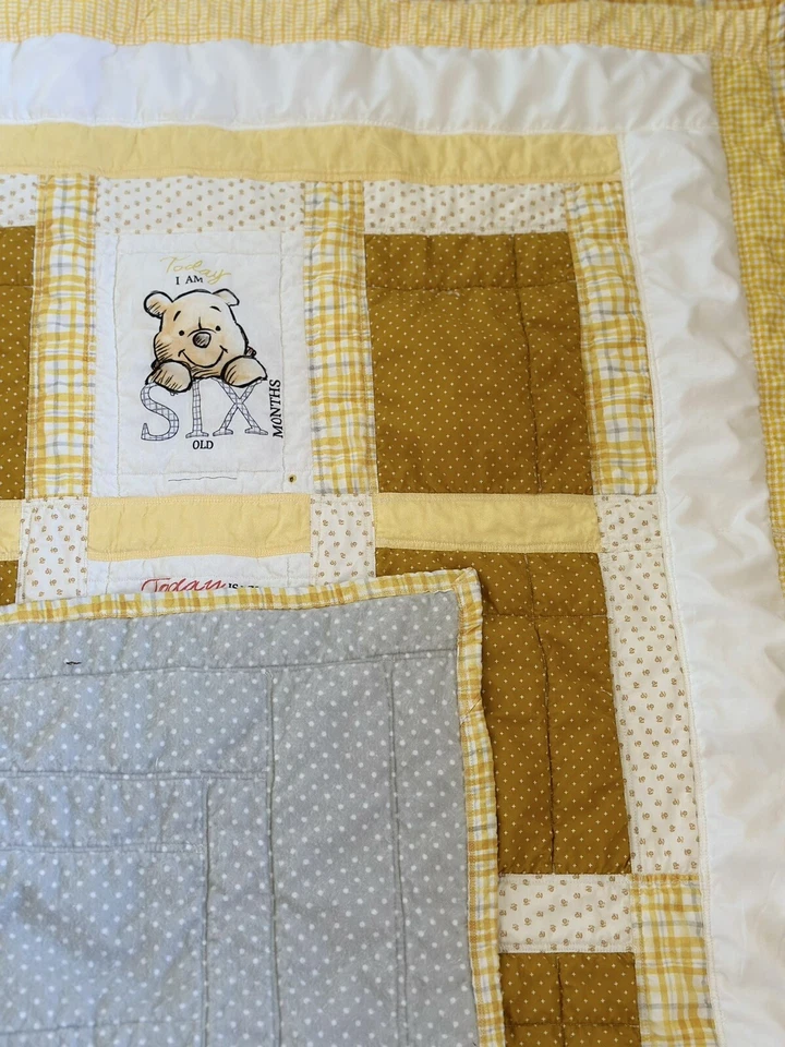 Edredón Winnie The Pooh Hecho a Mano Nueva Manta Bebé Tamaño Cuna Costuras Reforzadas Foto 3 de 4