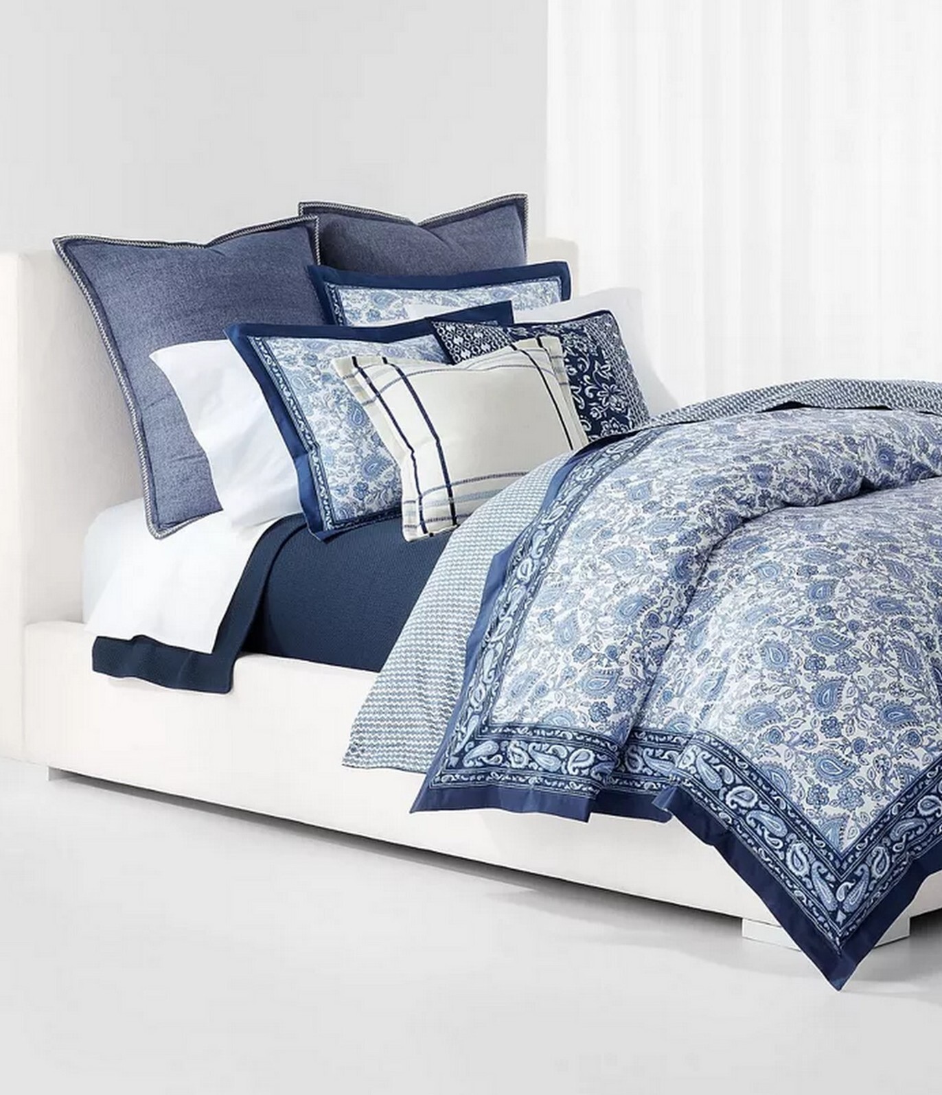 Ralph Lauren Arielle Floral Paisleys 3Pc. Duvet Cover Set King Navy