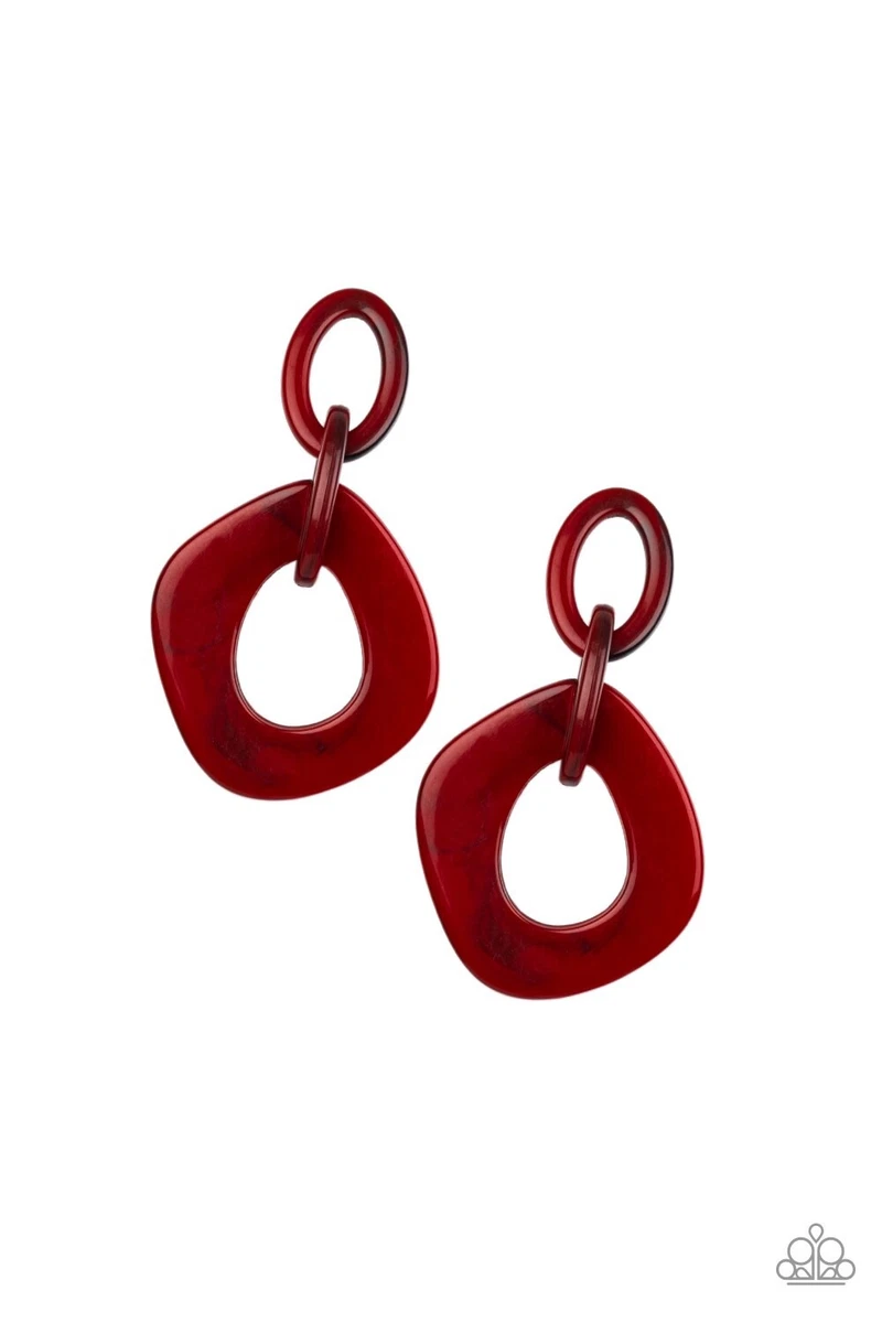 Paparazzi red acrylic earrings NEW eBay